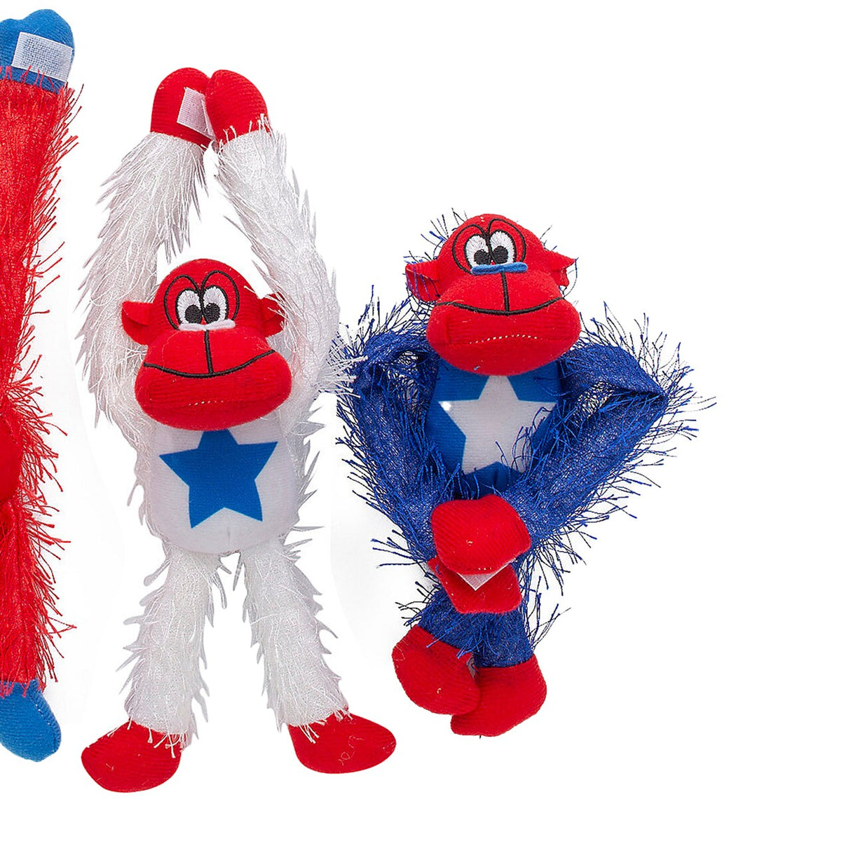 3" x 11" Patriotic Long Arm Red, White & Blue Stuffed Gorillas 12 Pieces