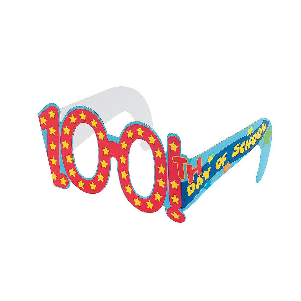Kids 100th Day of School-Shaped Cardboard Glasses – Pack of 12 (6" x 2")