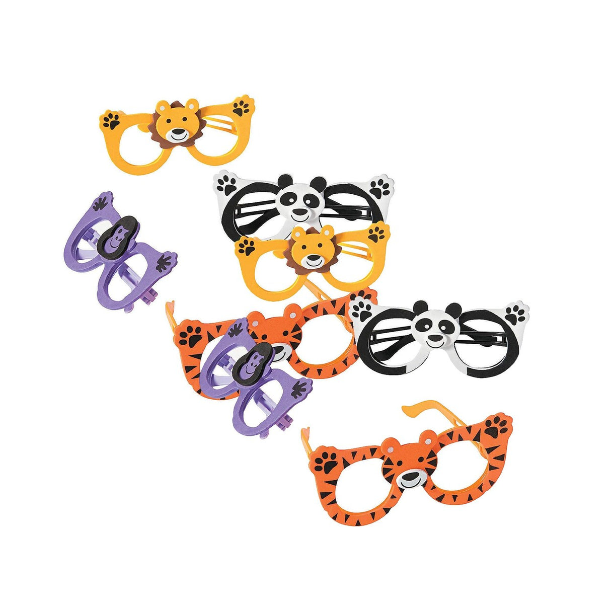 5" x 2 1/2" Kids Zoo Animal Character Foam Glasses - 12 Pc.