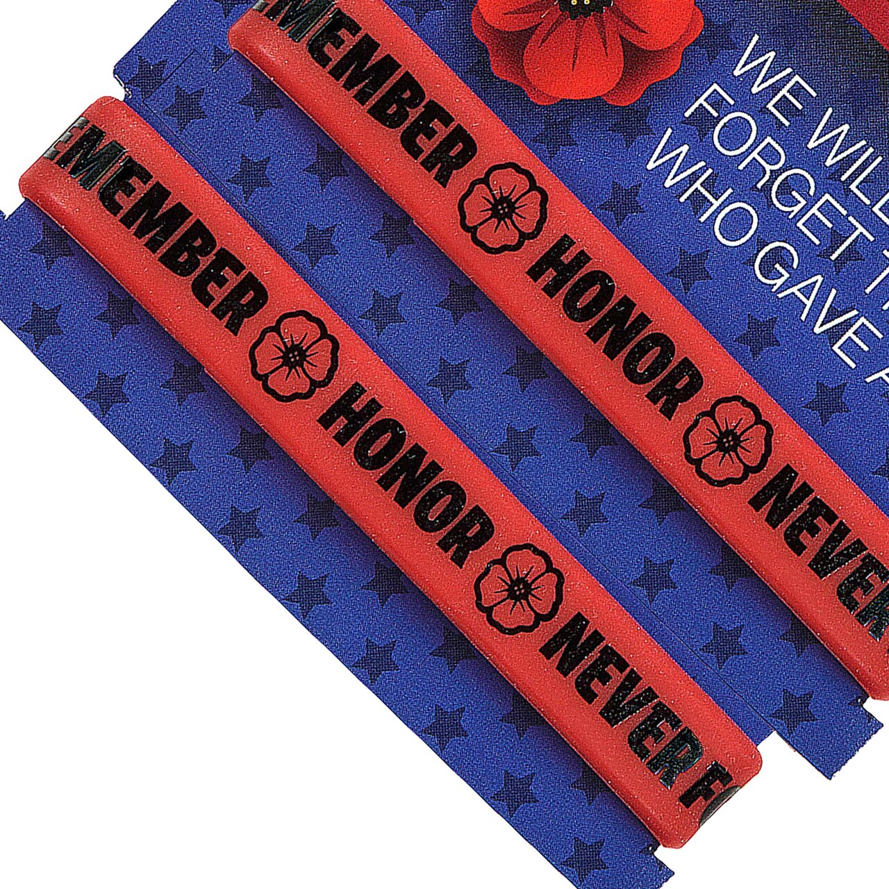 7 1/4" Patriotic Memorial Day Poppy Bracelets with Card for 24