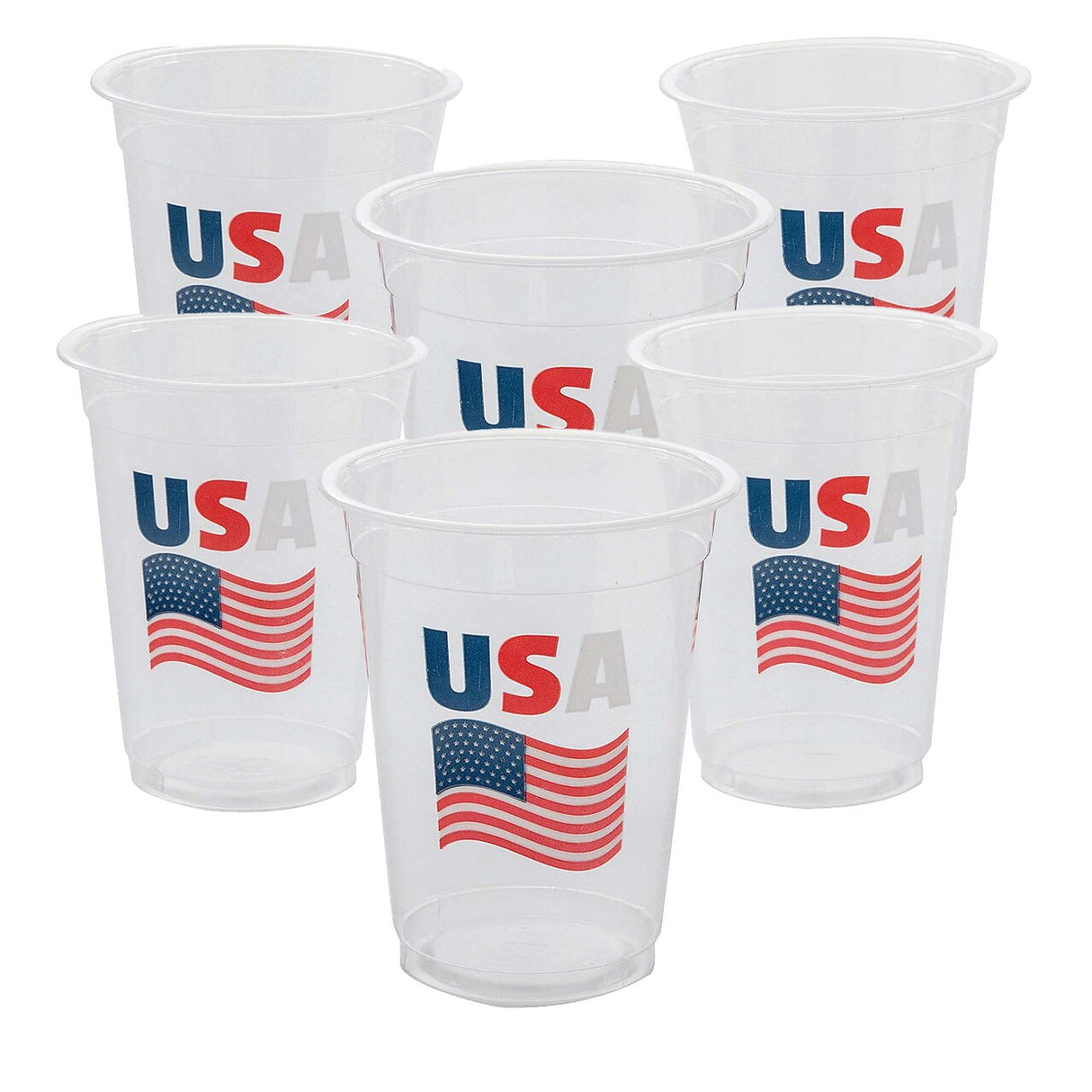 4 1/2" 16 oz. Patriotic USA Flag Disposable Plastic Cups Bulk 50 Ct.