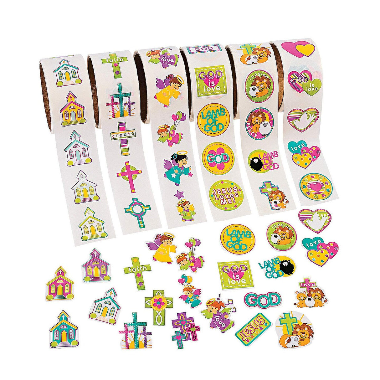 Religious Sticker Roll Assortment 600 Pieces