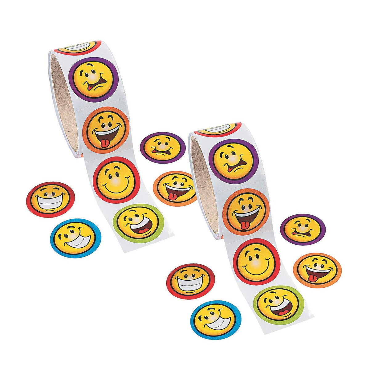 Goofy Smile Face Multicolor Paper Sticker Roll 100 Pieces