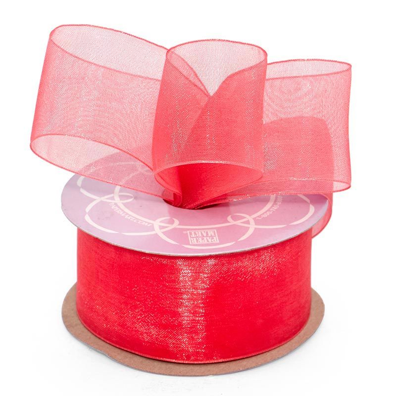 Shimmer Sheer Organza Ribbon – Dark Coral, 1 1/2" x 100 Yards (1 Roll)