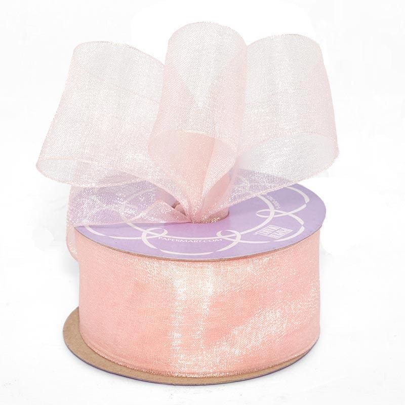 Shimmer Sheer Organza Ribbon – Peach, 7/8" x 100 Yards (1 Roll)