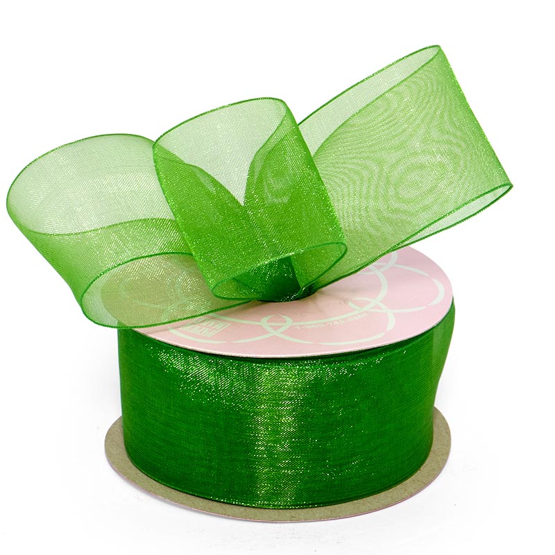 Shimmer Sheer Organza Ribbon – Emerald, 1 1/2" x 25 Yards (1 Roll)