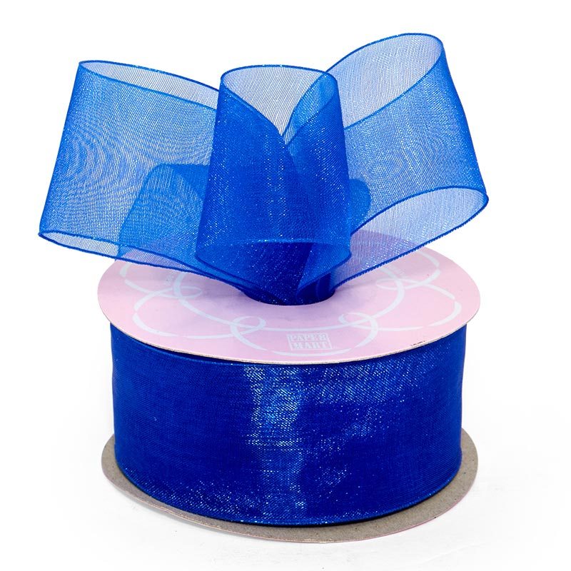 Shimmer Sheer Organza Ribbon – Royal, 7/8" x 100 Yards (1 Roll)