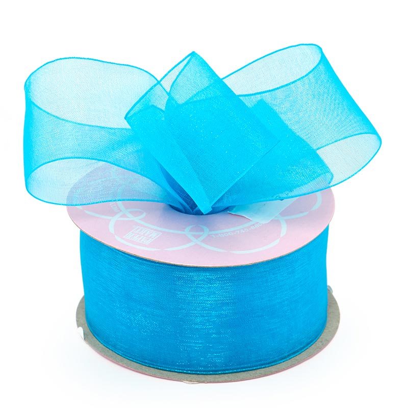 Shimmer Sheer Organza Ribbon – Turquoise, 1 1/2" x 100 Yards (1 Roll)