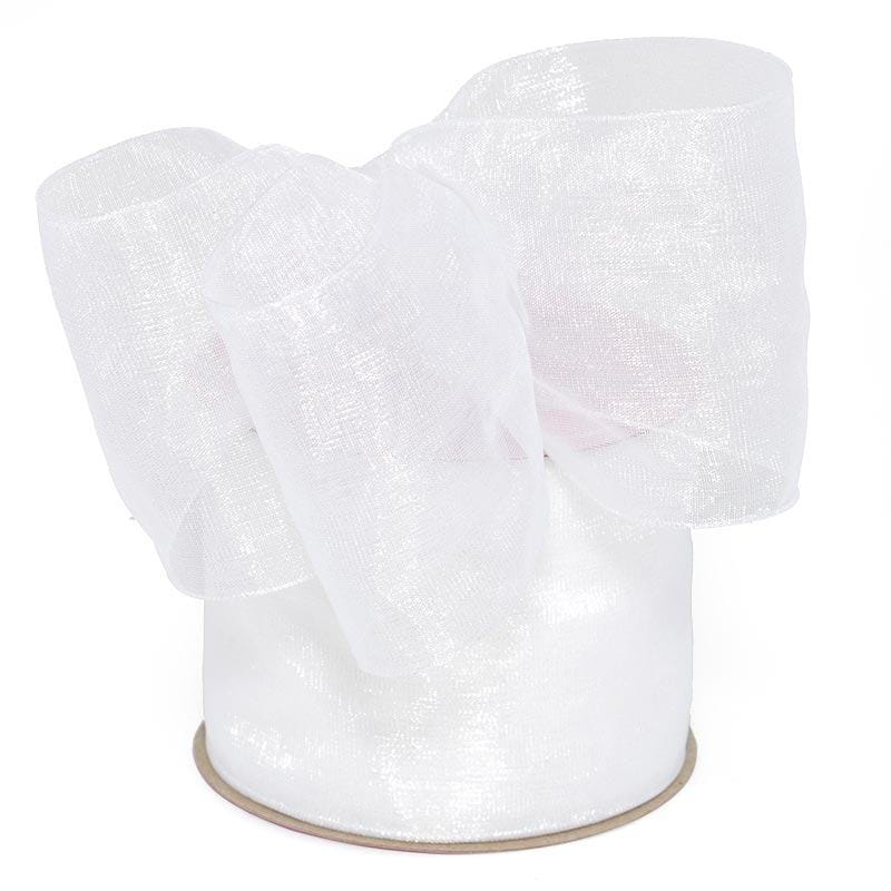 Shimmer Sheer Organza Ribbon – White, 1/4" x 25 Yards (1 Roll)