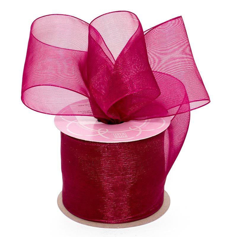 Shimmer Sheer Organza Ribbon – Wine, 2 1/2" x 25 Yards (1 Roll)