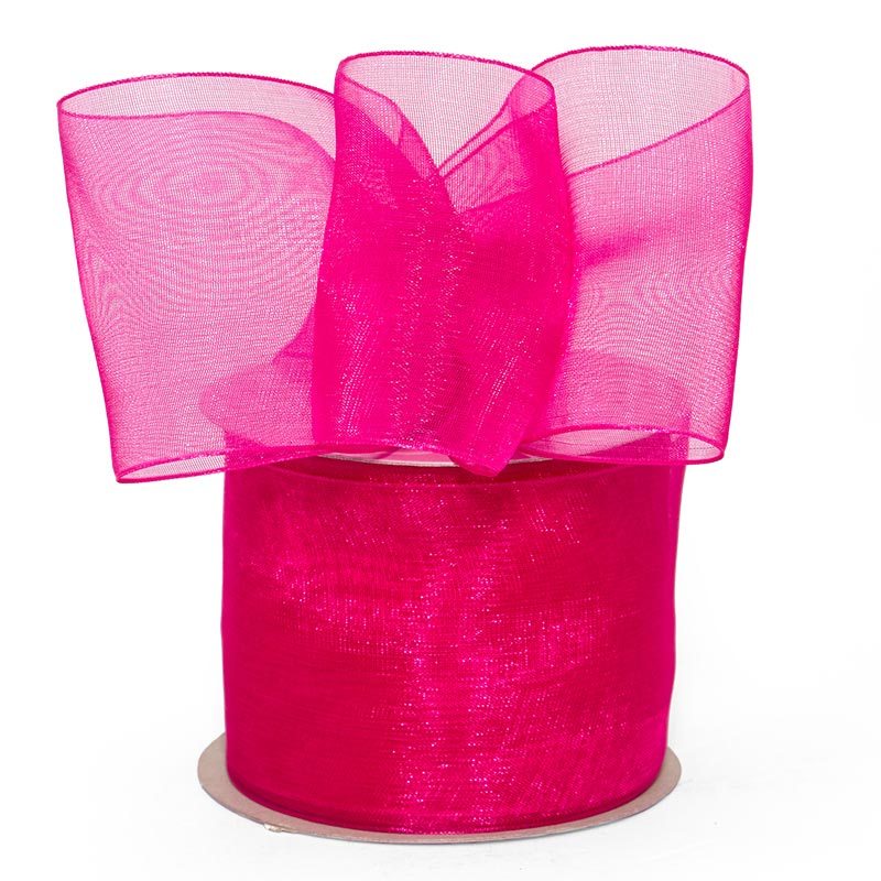 Shimmer Sheer Organza Ribbon – Azalea, 1 1/2" x 100 Yards (1 Roll)