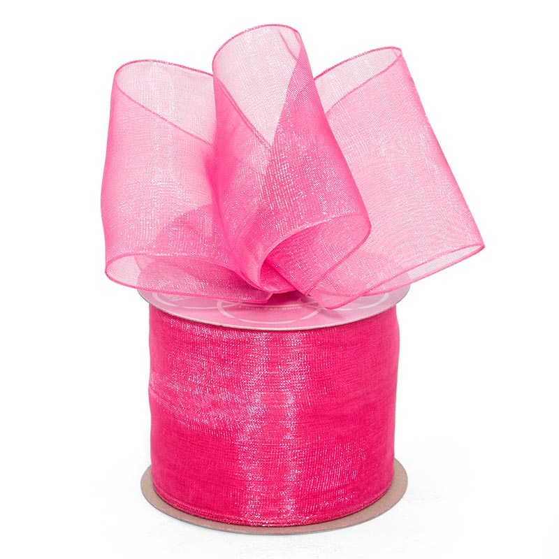 Shimmer Sheer Organza Ribbon – Hot Pink, 1 1/2" x 100 Yards (1 Roll)