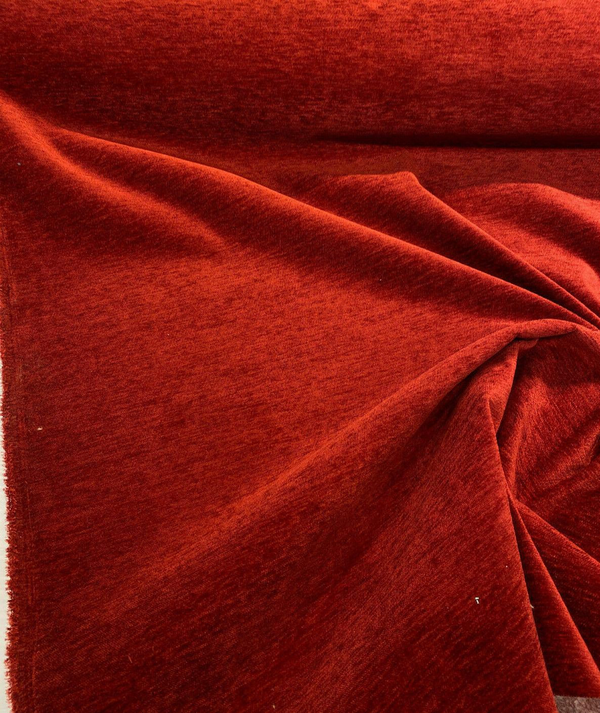 Barcelona Red Cinnabar Soft Chenille Upholstery Fabric - Solid Red Maroon, 56" Width (1 Yard)