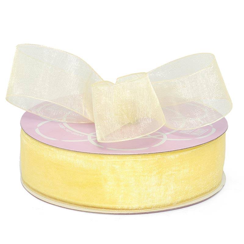 Shimmer Sheer Organza Ribbon – Baby Maize, 1 1/2" x 100 Yards (1 Roll)