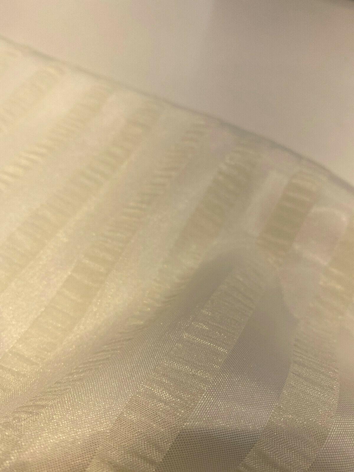 French Sheer Stripe Sala French Voile Fabric - Antique White, Horizontal Stripe, 106" Width (1 Yard)