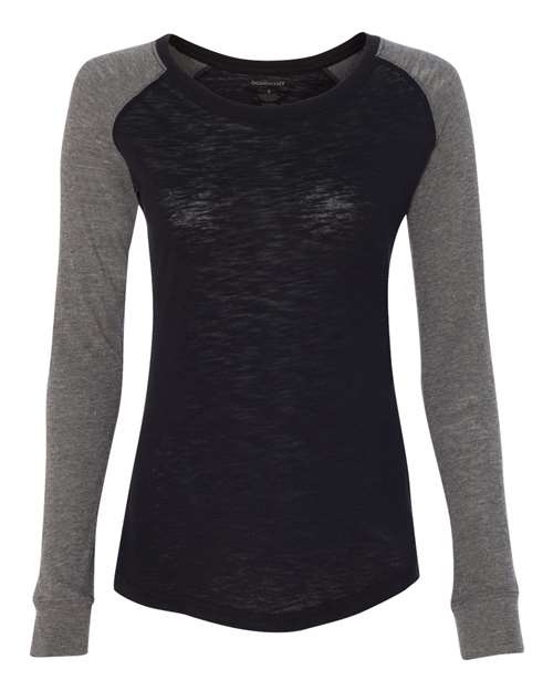 Women's Preppy Patch Slub Long Sleeve T-Shirt