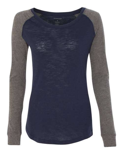 Women's Preppy Patch Slub Long Sleeve T-Shirt