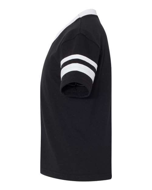 Youth V-Neck Jersey with Striped Sleeves