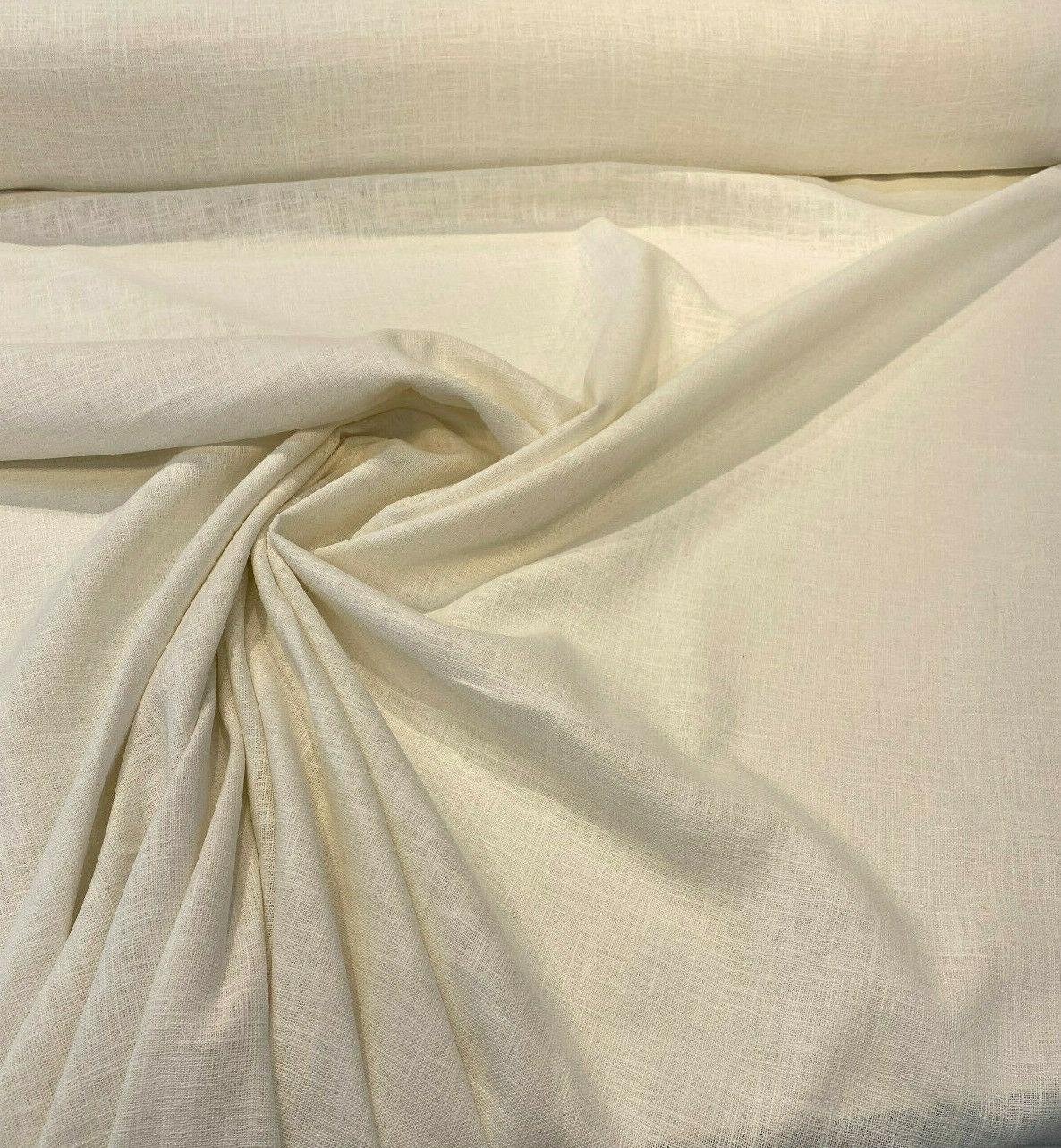 Ivory Linen Ramie Fabric - Ivory Oyster, Drapery Upholstery, 54" Width (1 Yard)