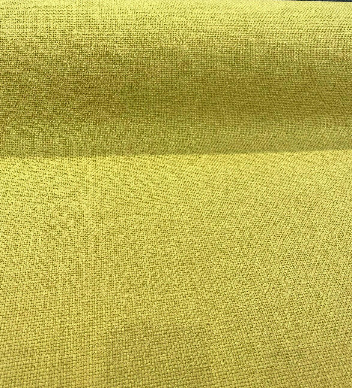 Talbot Kiwi Green Linen Chenille Upholstery Fabric - Kiwi Green, 54" Width, Railroad (1 Yard)