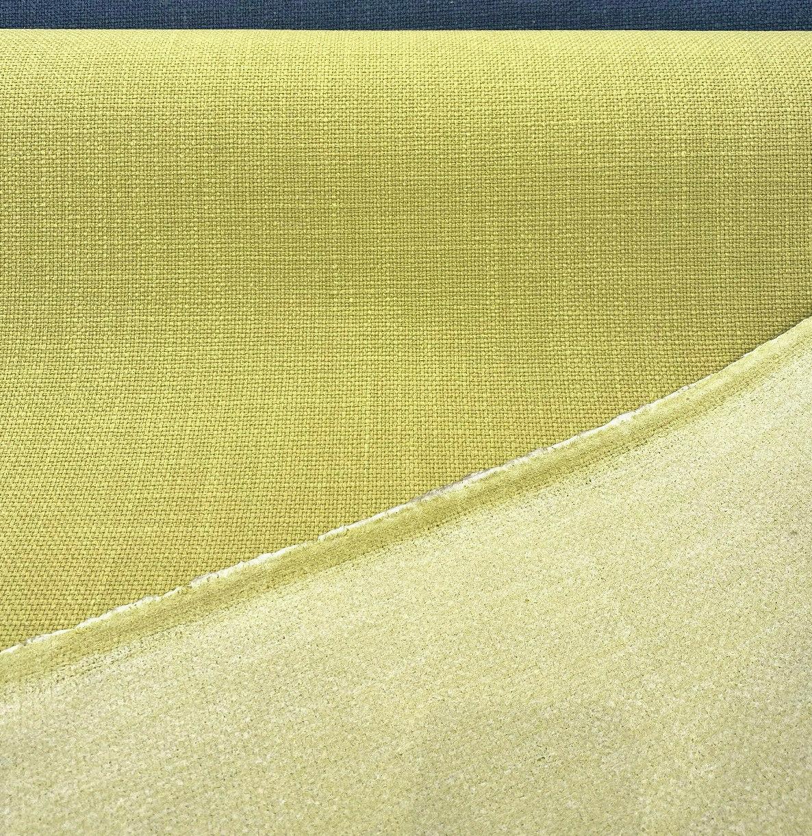 Talbot Kiwi Green Linen Chenille Upholstery Fabric - Kiwi Green, 54" Width, Railroad (1 Yard)