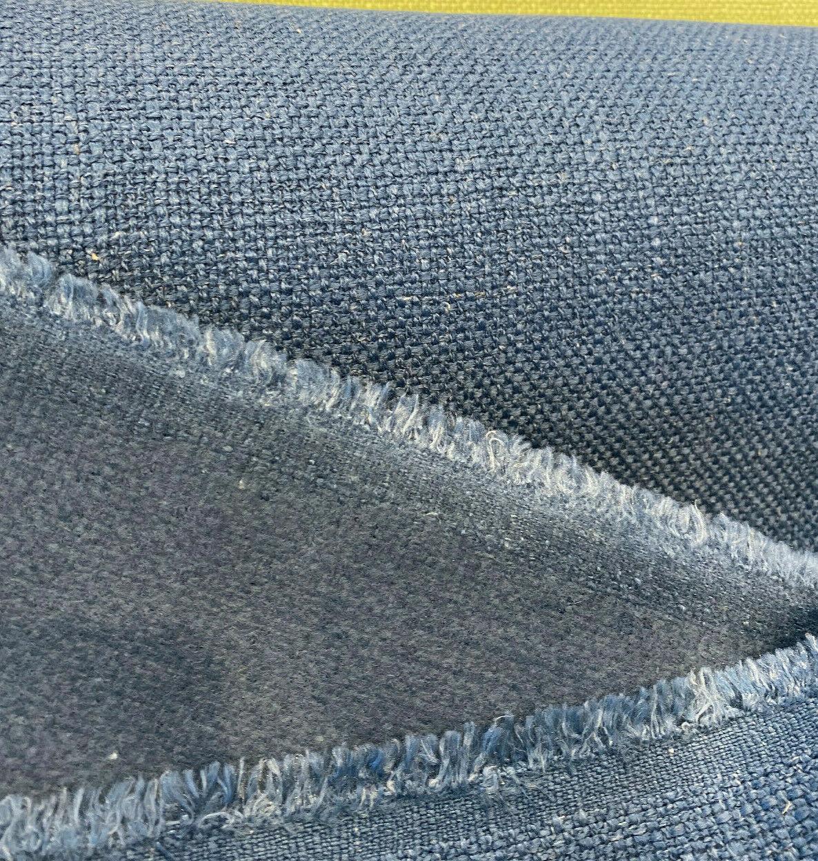 Talbot Marine Blue Linen Chenille Upholstery Fabric - Marine Blue, Railroad, 54" Width (By The Yard)
