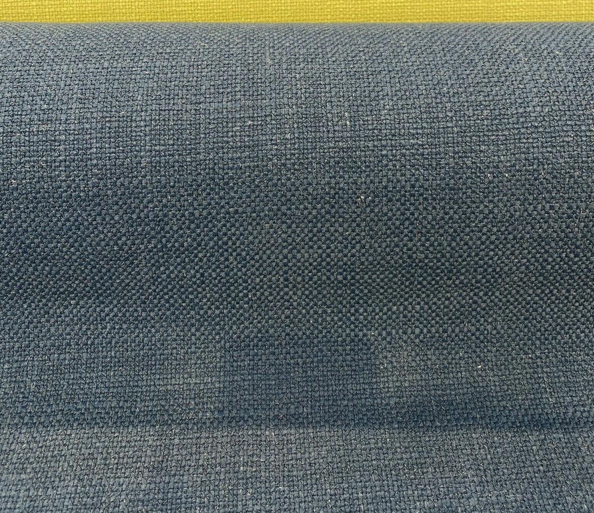 Talbot Marine Blue Linen Chenille Upholstery Fabric - Marine Blue, Railroad, 54" Width (By The Yard)