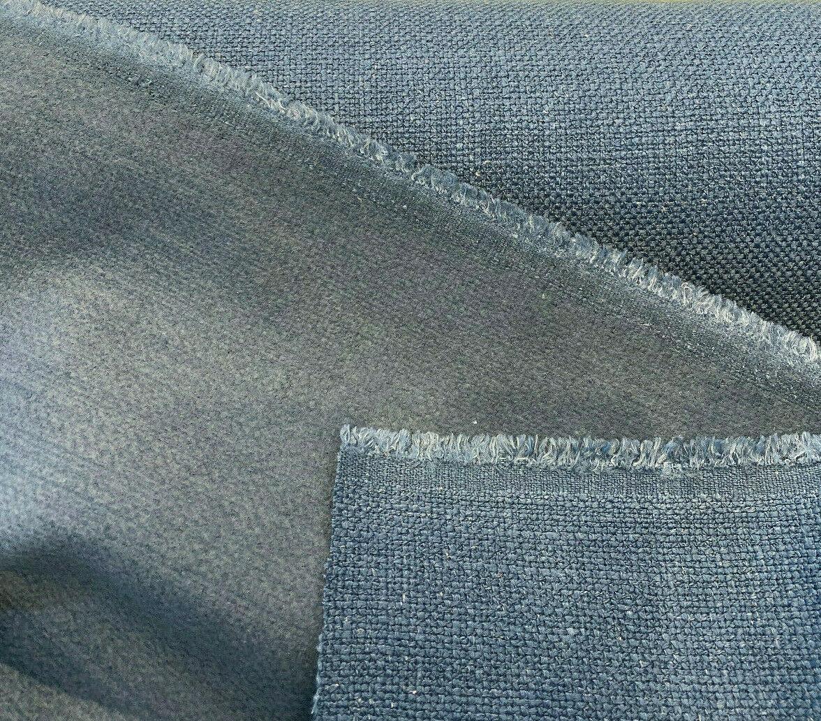 Talbot Marine Blue Linen Chenille Upholstery Fabric - Marine Blue, Railroad, 54" Width (By The Yard)