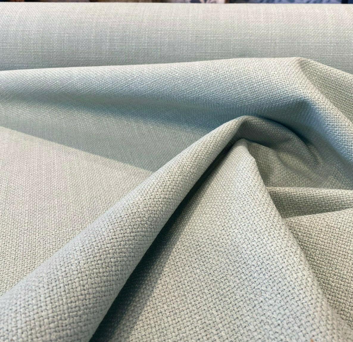 Talbot Seafoam Green Linen Chenille Upholstery Fabric - Seafoam Green, 54" Width, Railroad (1 Yard)