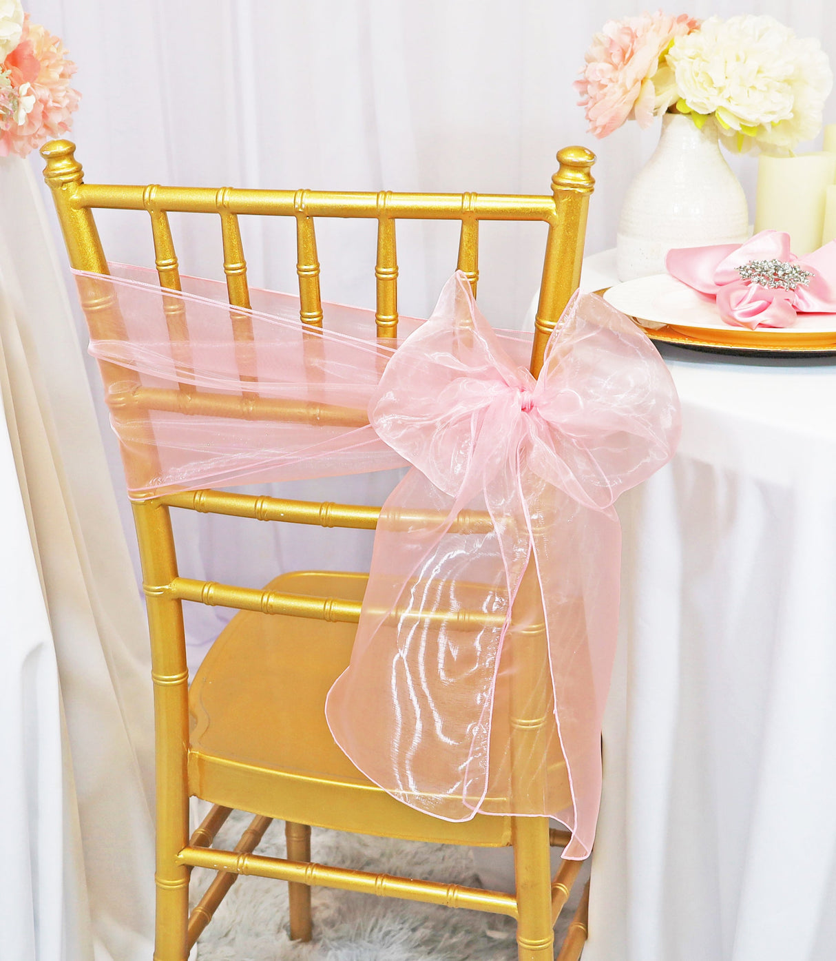 Organza Chair Sash Pink 8x108