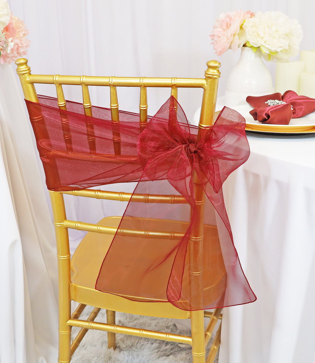 Organza Chair Sash Burgundy 8x108