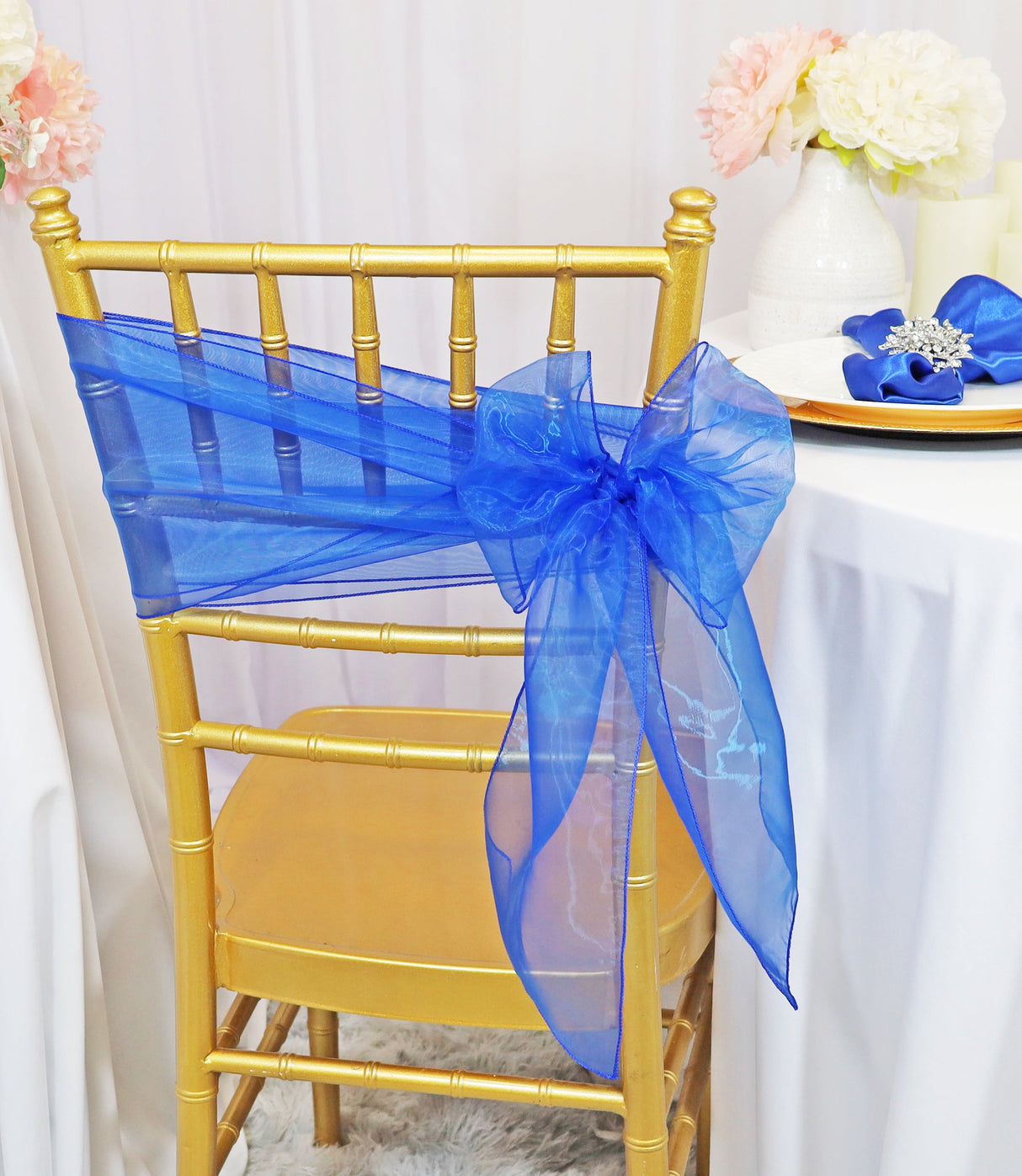 Organza Chair Sash Royal Blue 8x108