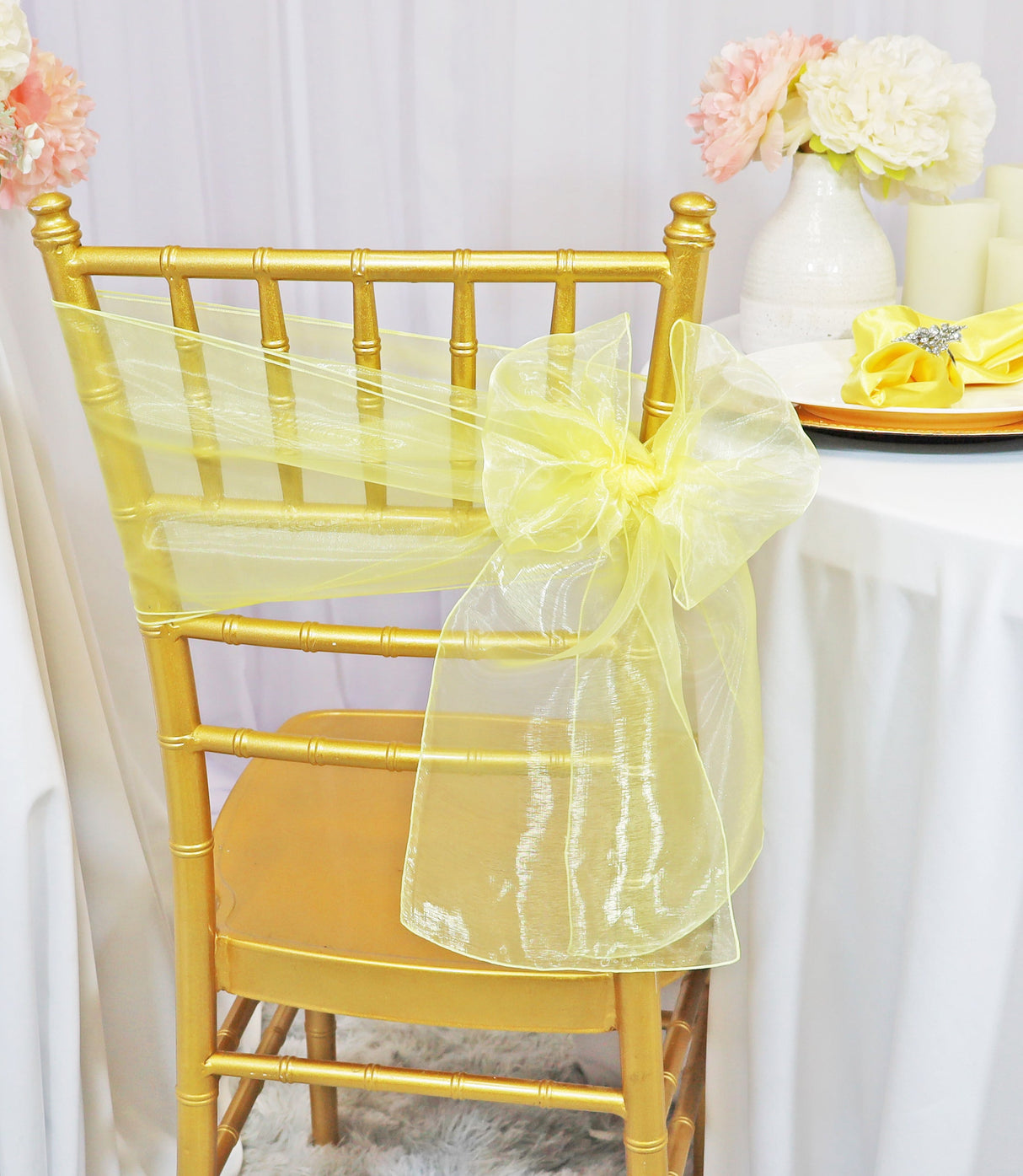 Organza Chair Sash Sample 8x108 Baby Maize