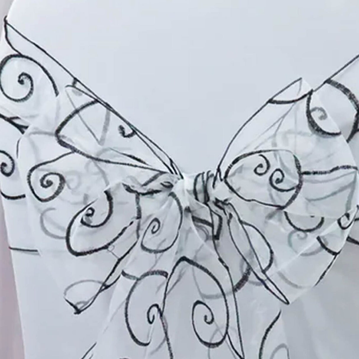 10 Pieces White Or Black Embroidered Organza Chair Sashes 8"x108" Elegant Wedding & Event Decor