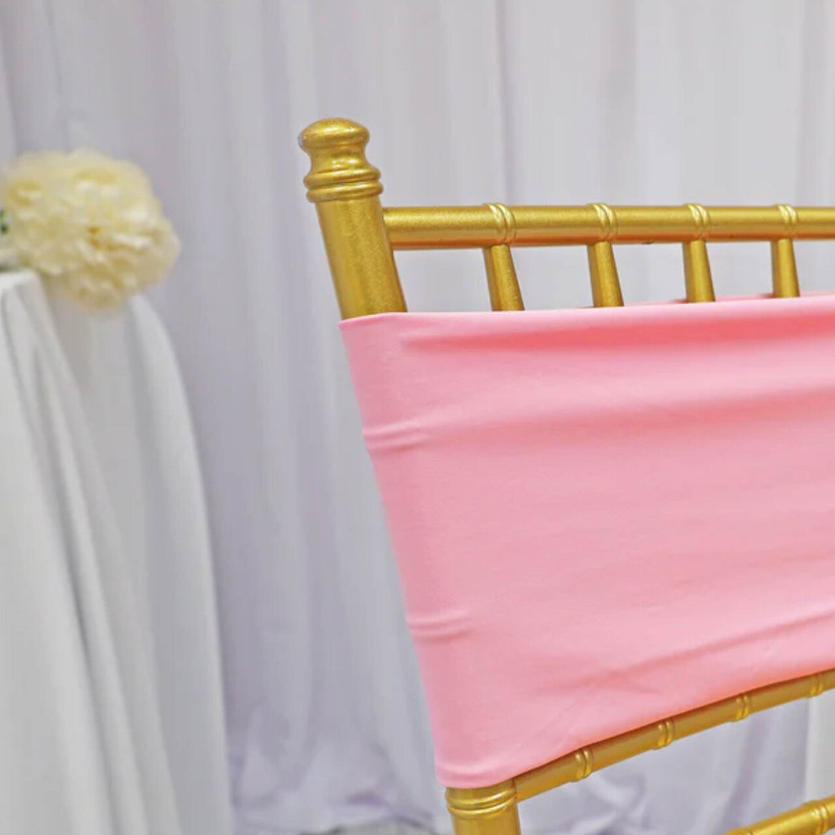 10 Pieces Stretchy Soft Pink Spandex Chair Bands 7 x 13 Inches