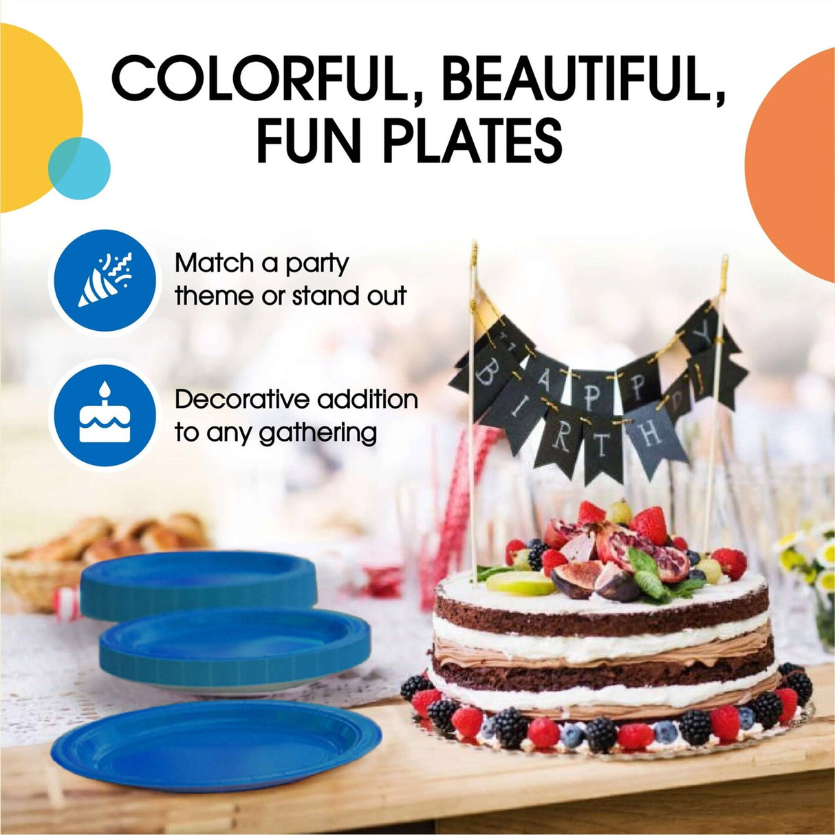 50 Count Dark Blue Paper Plates Durable Disposable Elegant Party Plates For Events 7"