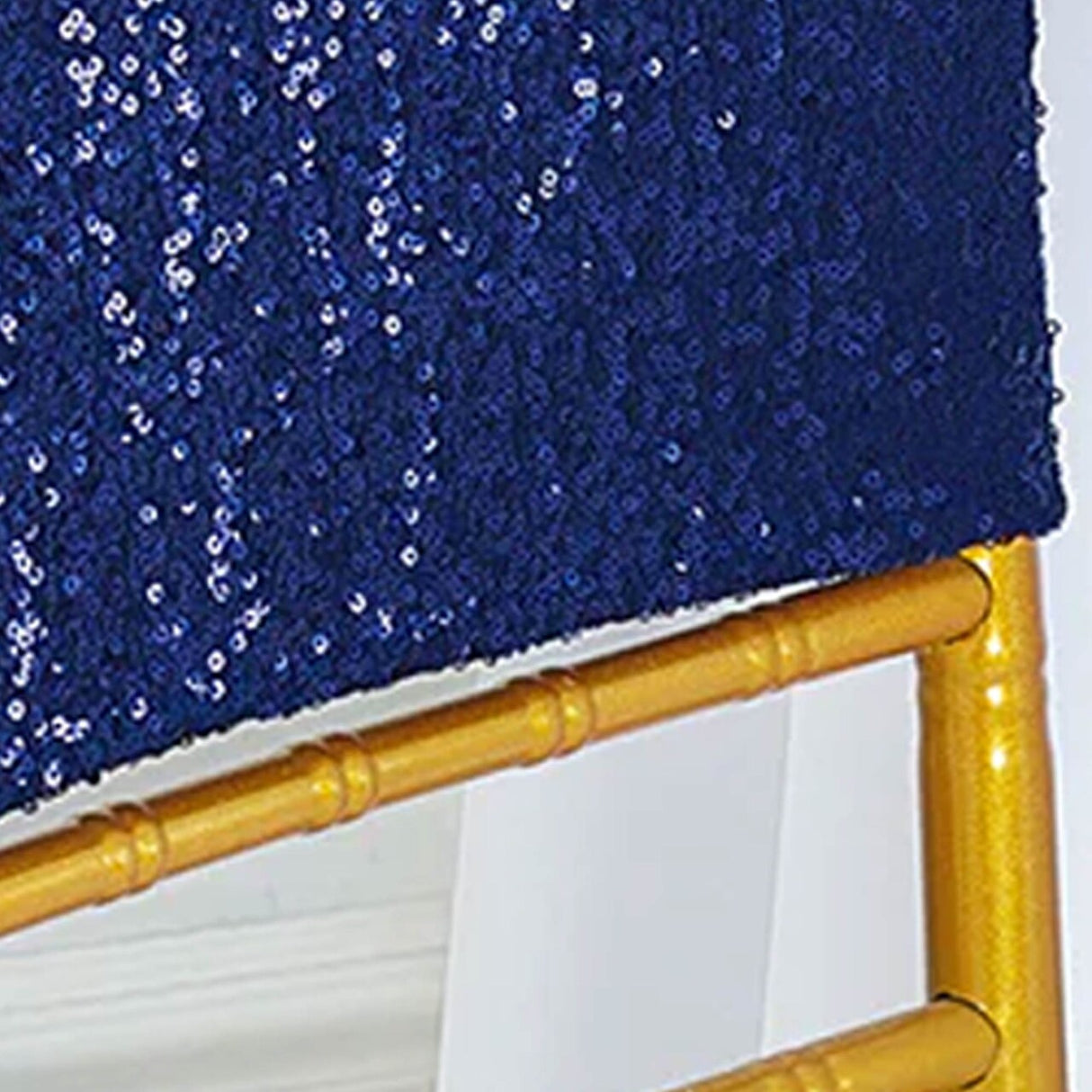 1 Piece Navy Blue Sequin Spandex Chair Cap 13.5 inch by 10 inch Wedding Cover