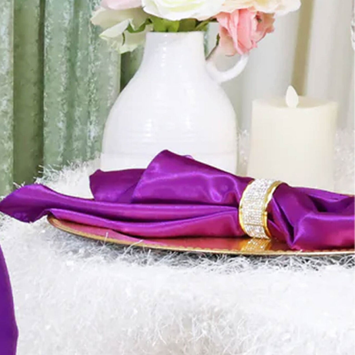 10 Pieces Purple Ruffled Spandex Chair Bands for Stylish Party Seating 8x13 inches