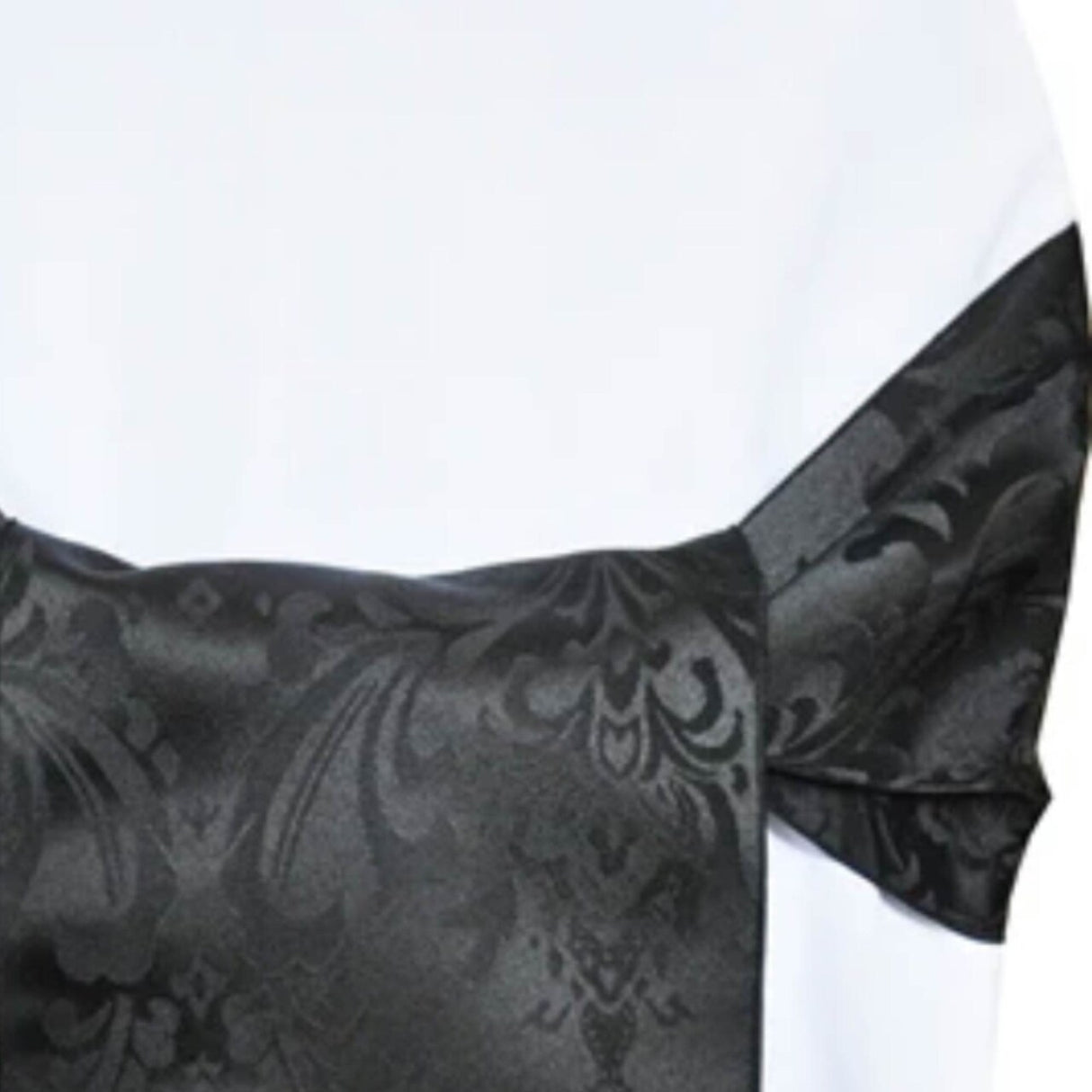 10 Pieces Elegant Black Floral Damask Jacquard Chair Sashes 7.5 x 108 Inches