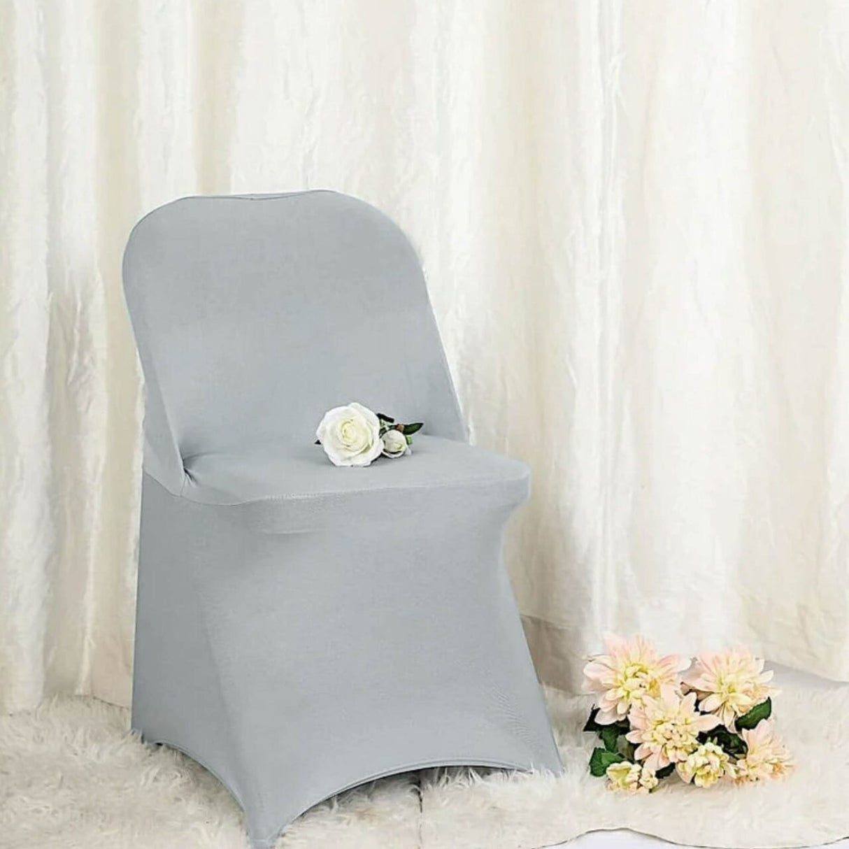 1 Piece Silver Spandex Chair Cover for Sleek Folding Seating