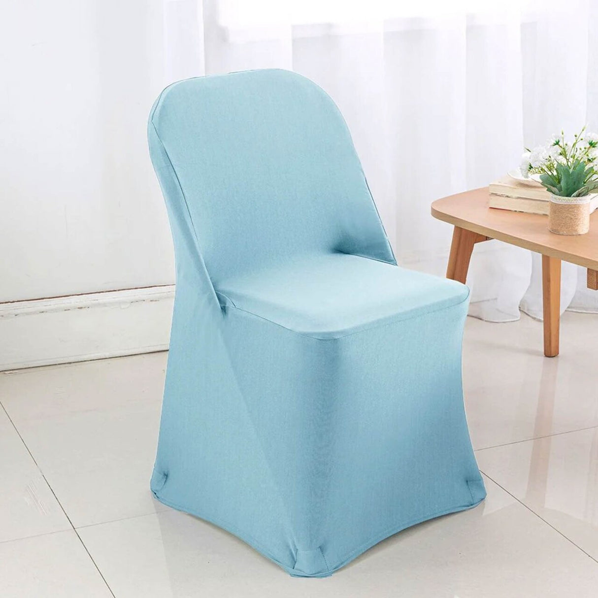 1 Piece Baby Blue Stretch Spandex Chair Cover for Soft Folding Seating
