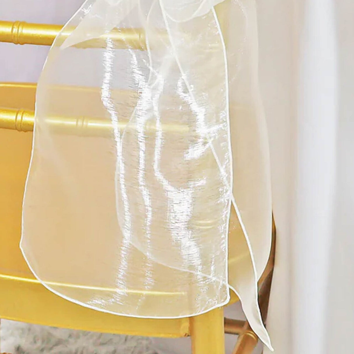 10 Pieces Ivory Organza Chair Sashes 8"x108" Sheer Elegant Wedding & Event Decor