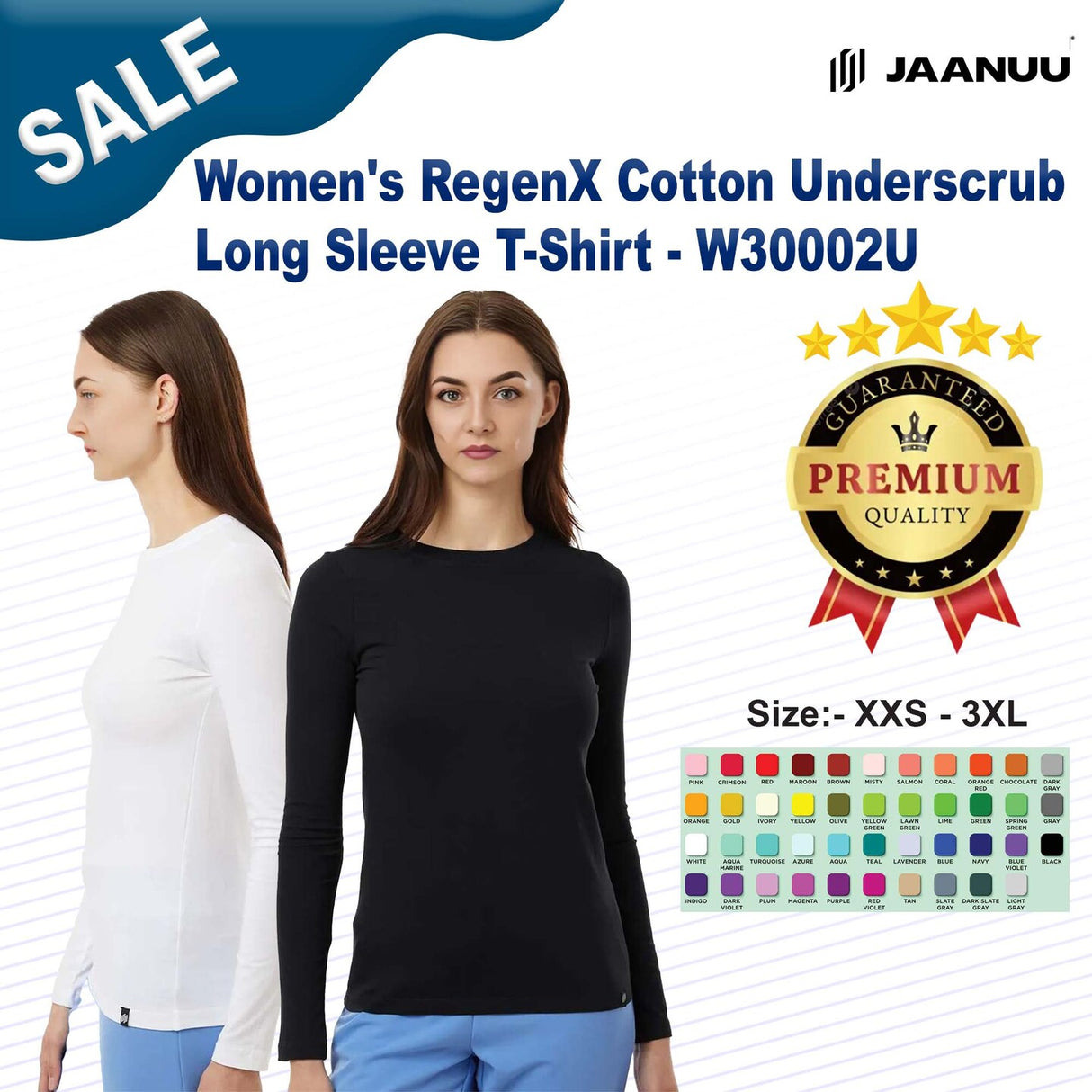 Jaanuu® Women's RegenX Cotton Underscrub Long Sleeve T-Shirt