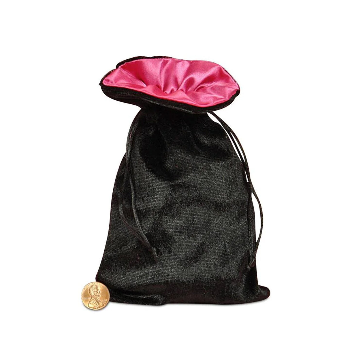 Black/Hot Pink Satin Lined Velvet Pouches 5'' X 8''