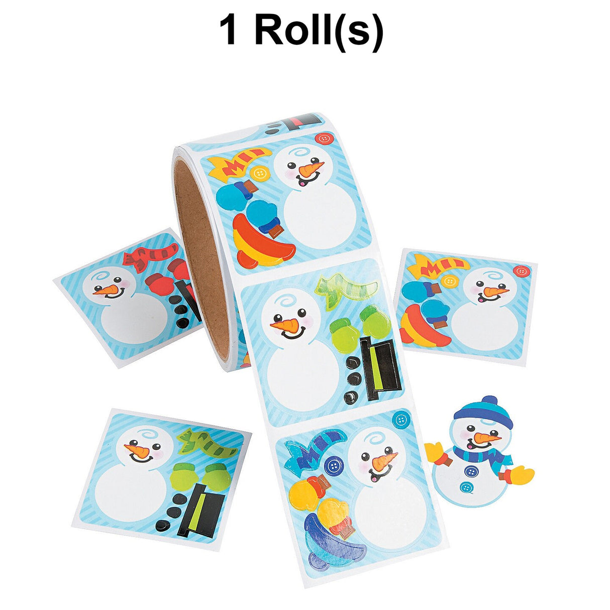 2" x 2" Mini Dress-a-Snowman Sticker Roll - 50 Pc