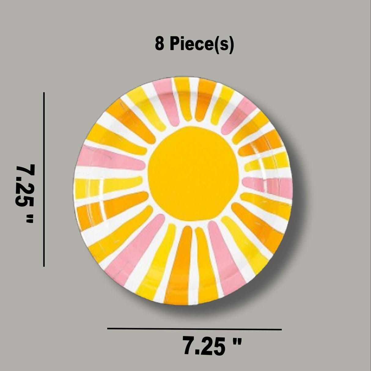 8 Ct. Summer Party Dessert Plates 7 1/4" Disposable Paper Plates Bright & Fun Summer Tableware