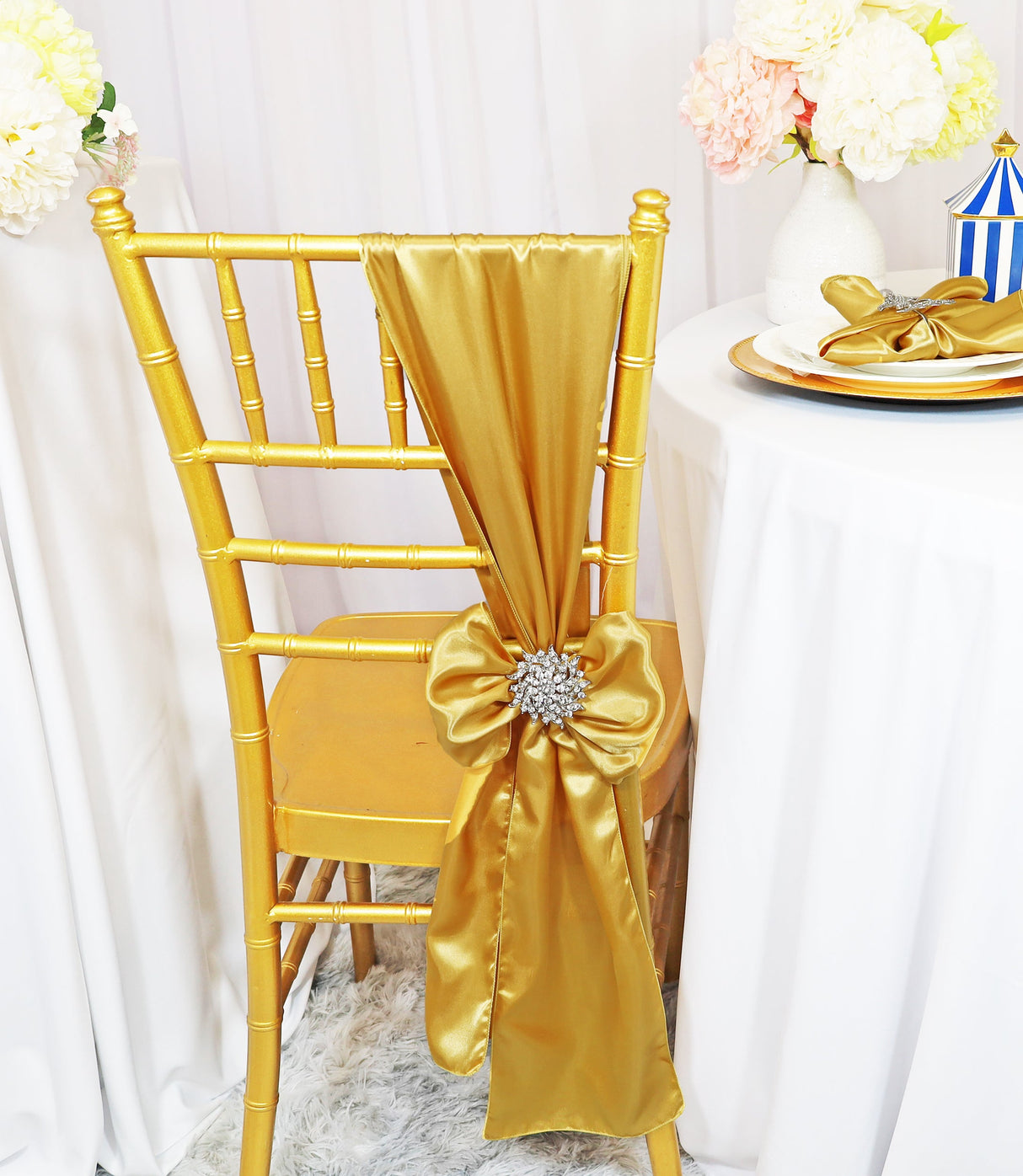 Satin Chair Sash Gold 8x108