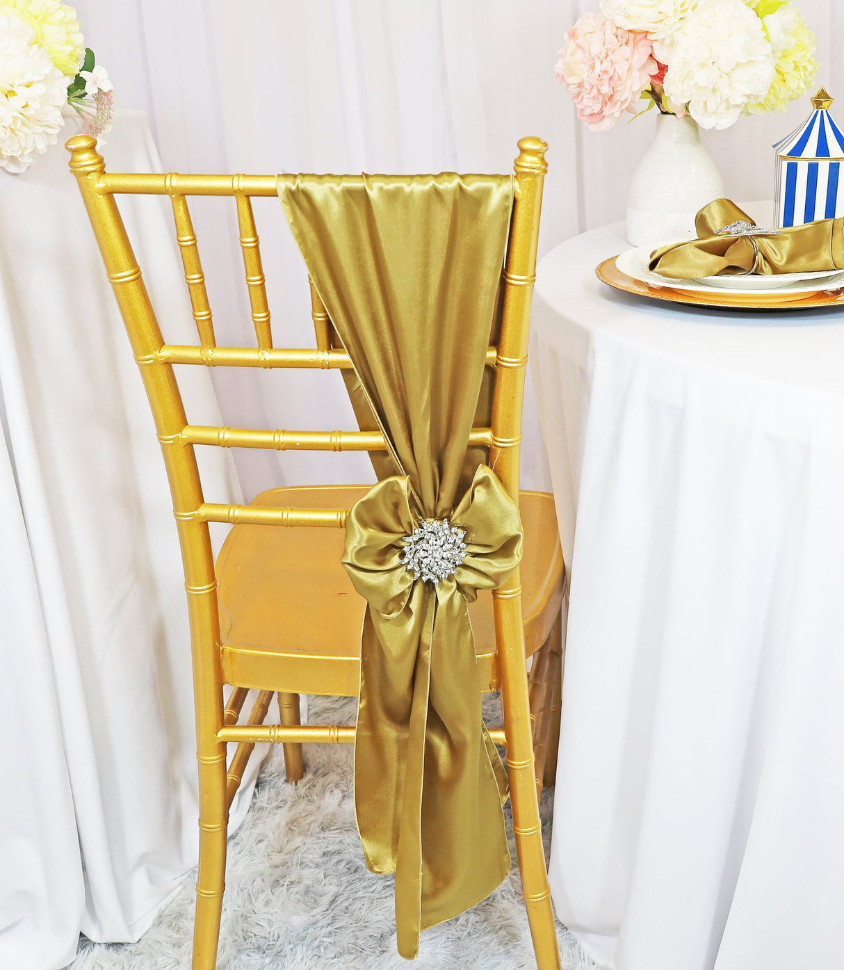 Satin Chair Sashes 8x108 Antique Gold