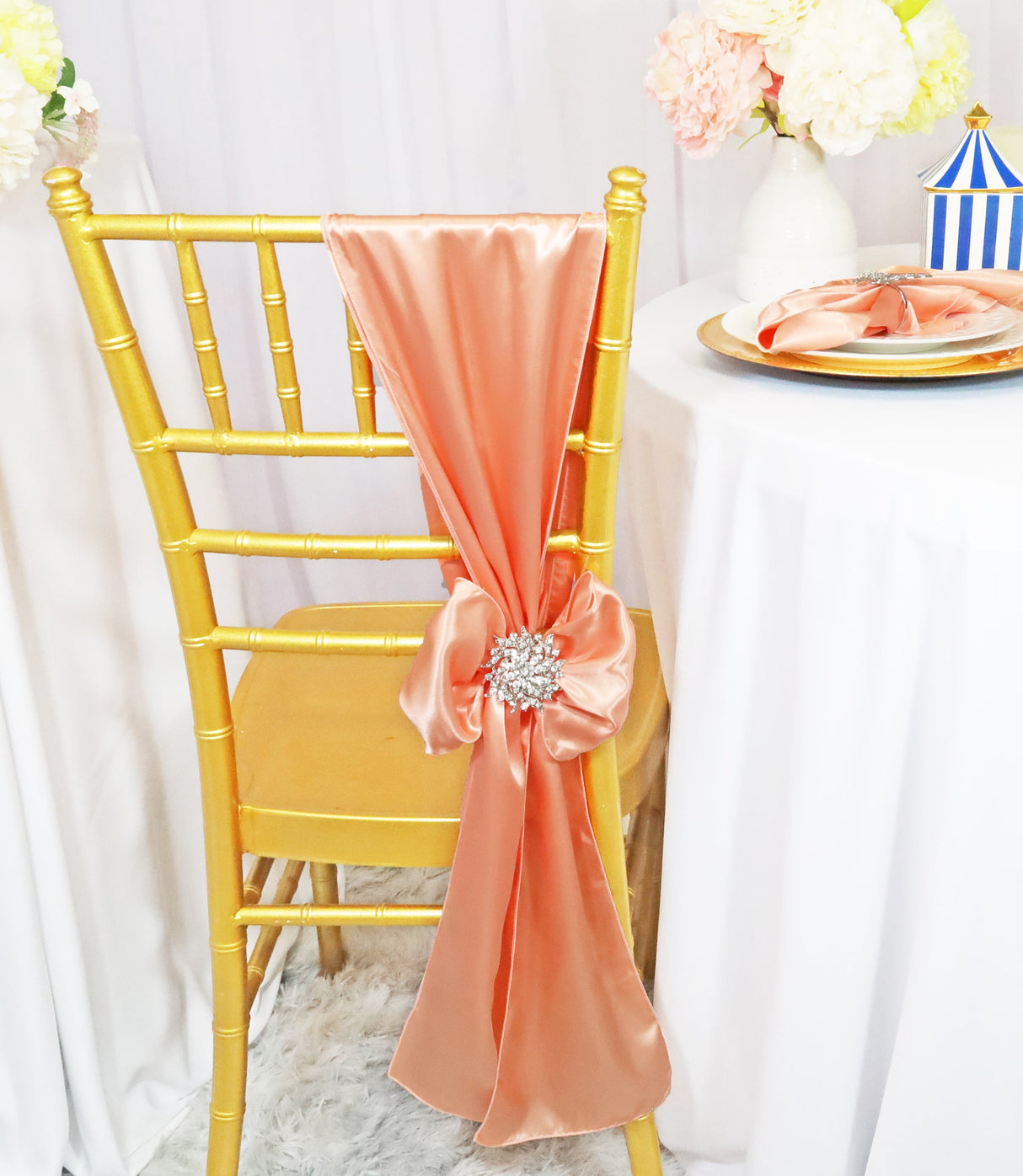 Satin Chair Sashes 8x108 Apricot/Peach