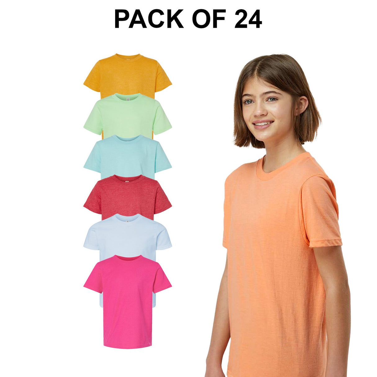 24 Pack: Tultex® - Youth Fine Jersey Crew Neck Short SleeveT-Shirt